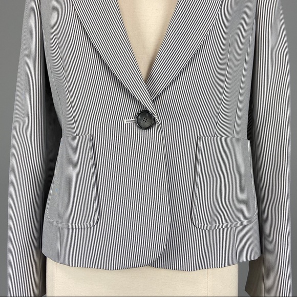 Kasper Womens Gray White Striped Blazer Jacket Single Button Career size 6 - Picture 5 of 12